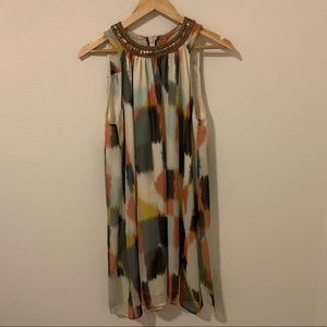 High Necked Watercolor Anthropologie Mini Dress